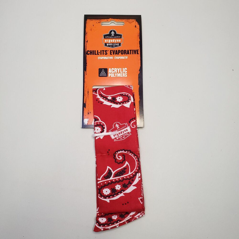 Erogodyne Chill It s Evaporative 6700 Tradesman Workman Cooling Bandana Red
